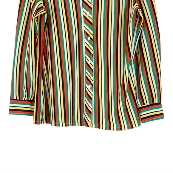 Vintage Bodin Knits Rainbow Striped Button Down Top Size M - Picture 4 of 5